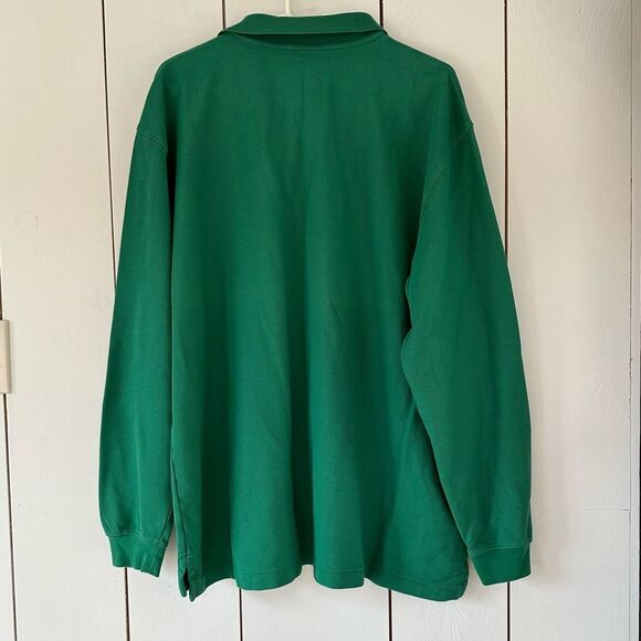 LL Bean Men's Premium Double L Polo Shirt Long Sleeve Green XL Cotton - Picture 2 of 7